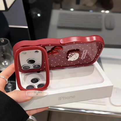 Red Dot Kitty Cat Dual Stand Phone Case
