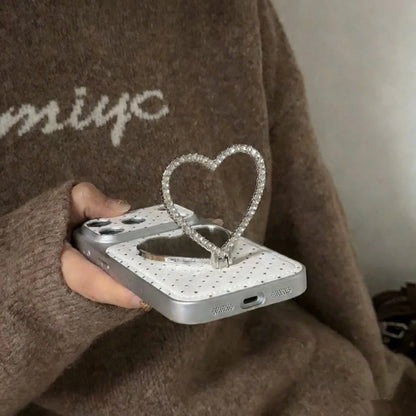 Polka Dot Heart-Shaped Stand Phone Case