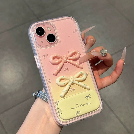 3D bow portable mirror phone case