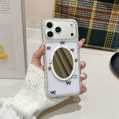 Polka Dot, Letter, and Bow-Knot Phone Case with Mirror Stand