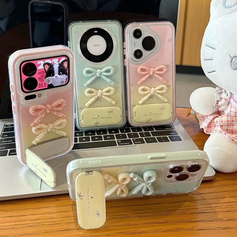 3D bow portable mirror phone case