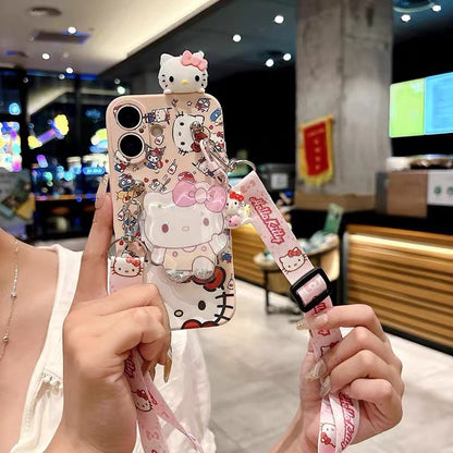 Compatible with Samsung  Kitty & Kuromi Mirror Bracelet Phone Case