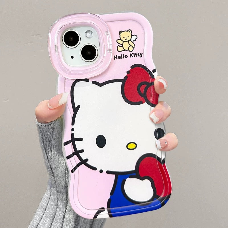 Invisible double-stand heart-shaped Kitty cat phone case