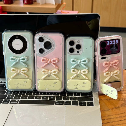 3D bow portable mirror phone case