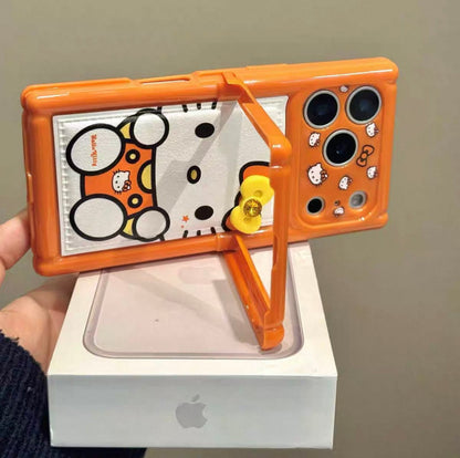 Cute Cream-Style Miffy & Cat Phone Case with Stand