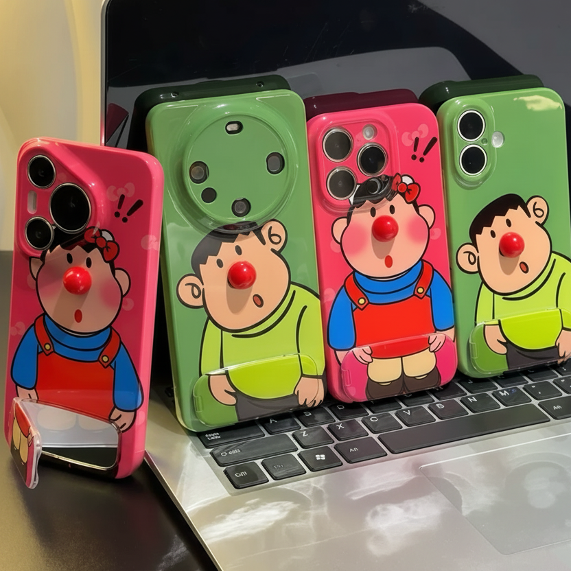 Fat Tiger Red Nose Mirror Stand Phone Case