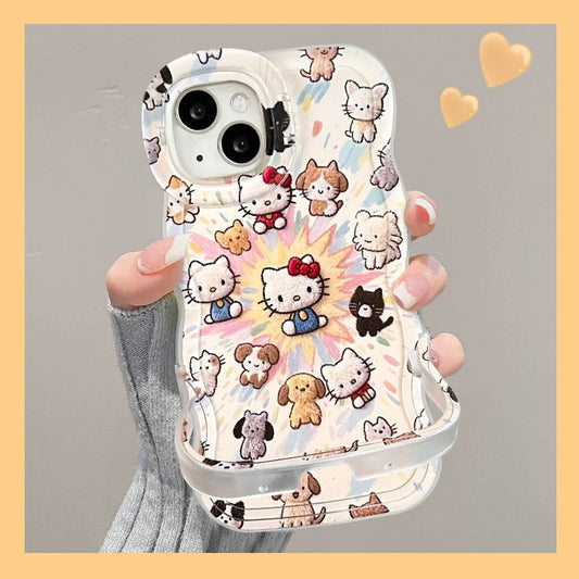 Kitty and puppy dual stand phone case