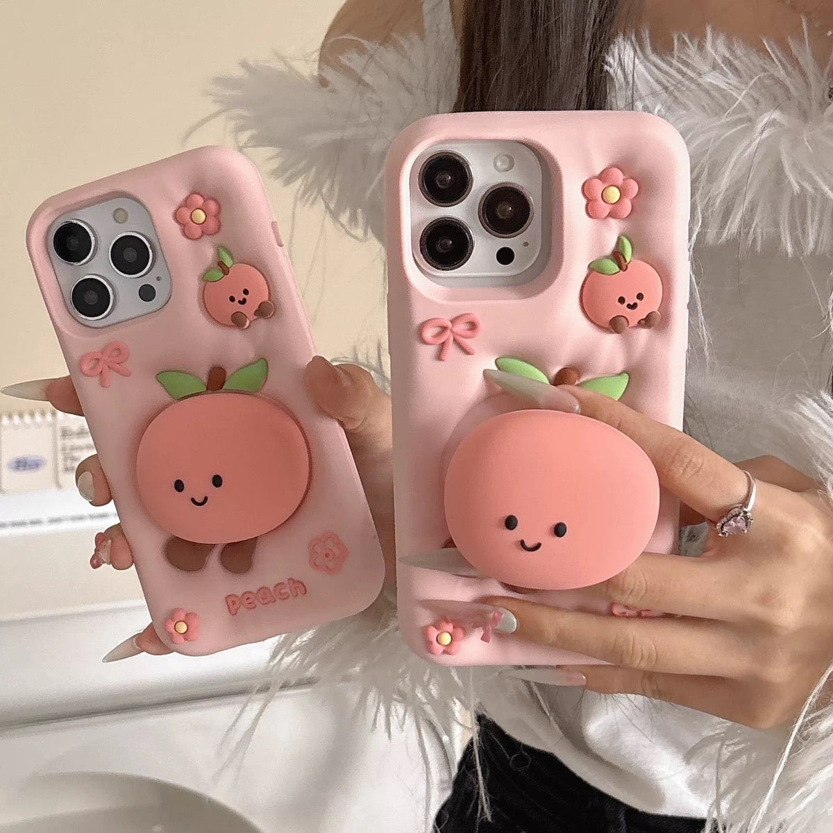 Fun & Creative Cartoon Squeezable Stress-Relief Peach Phone Case