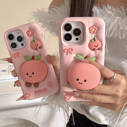 Fun & Creative Cartoon Squeezable Stress-Relief Peach Phone Case
