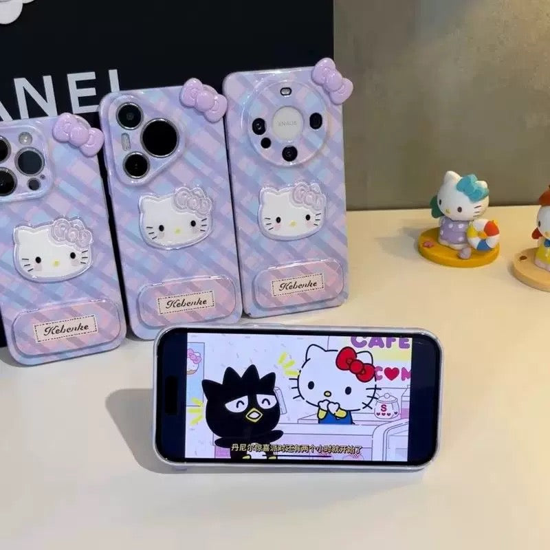 Compatible with Samsung Kitty Cat Bow Doll Mirror Stand Phone Case