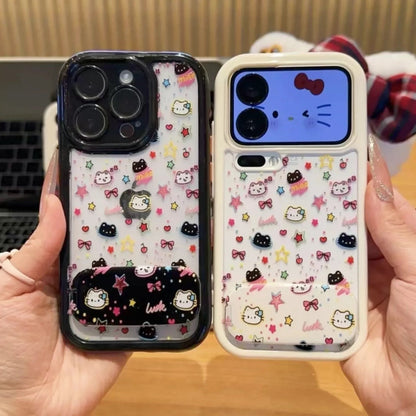 Star Black and White Cat Stand Phone Case