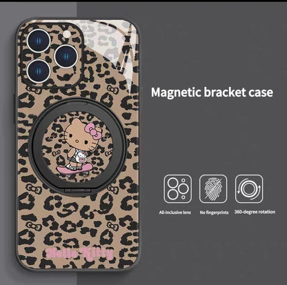 Kitty magnetic phone case with built-in stand
