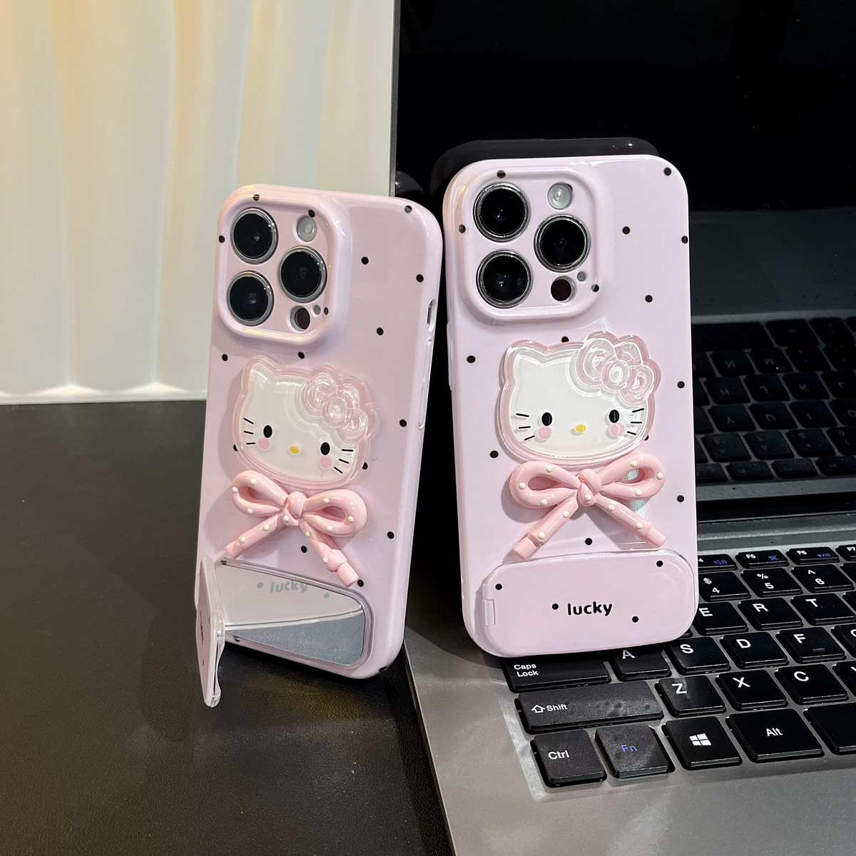 Pink Kitty phone case with mirror
