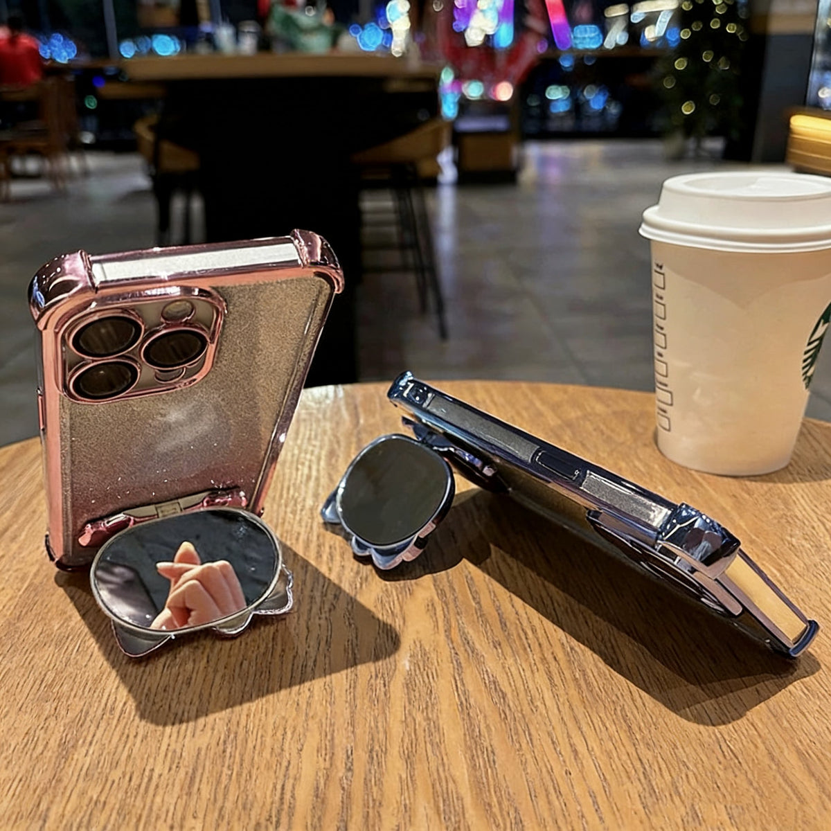 Android compatible Kitty mirror stand phone case