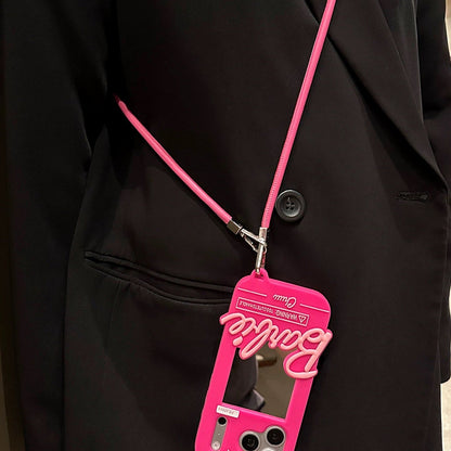 Sweet & Cool Barbie-Style Mirror Phone Case with Bow Accent