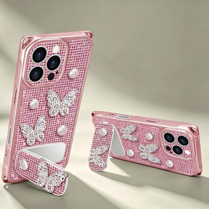 Sparkling Butterfly Portable Mirror Phone Case