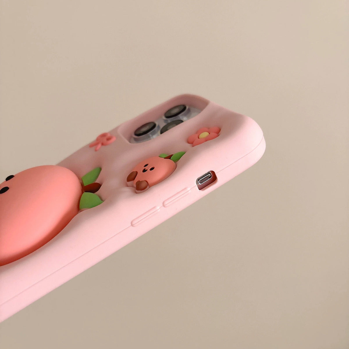 Fun & Creative Cartoon Squeezable Stress-Relief Peach Phone Case
