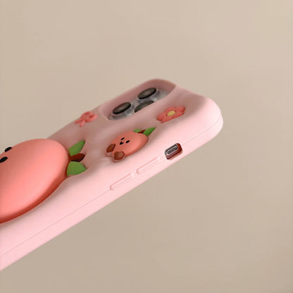 Fun & Creative Cartoon Squeezable Stress-Relief Peach Phone Case