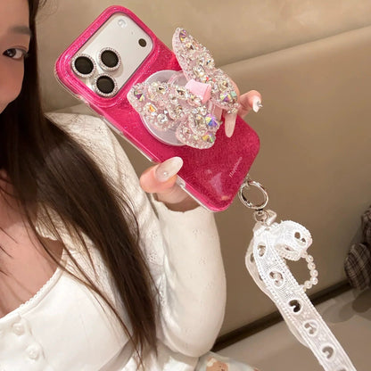 Sparkling Rhinestone Bow Magnetic Stand Phone Case