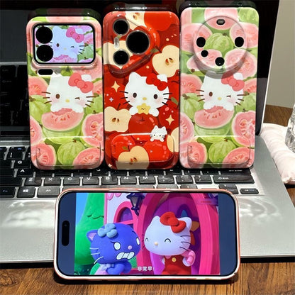 Android compatible  Red Apple Guava Cat Mirror Stand Phone Case