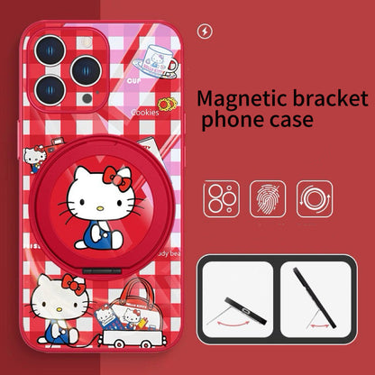 Plaid cat magnetic phone case