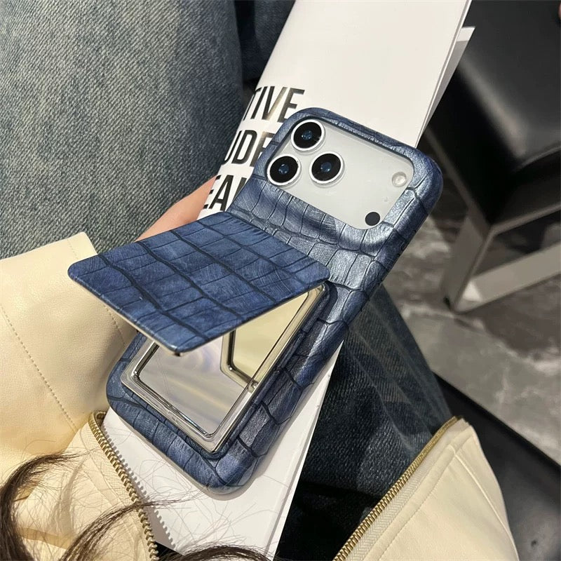 Phone Case with Built-in Invisible Folding Mirror Stand