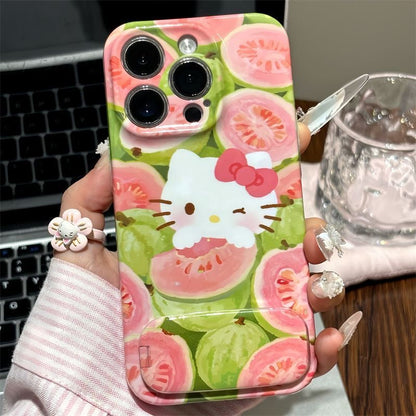 Android compatible  Red Apple Guava Cat Mirror Stand Phone Case