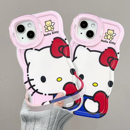 Invisible double-stand heart-shaped Kitty cat phone case