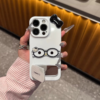 Kitty phone case with glasses (with mirror and stand)