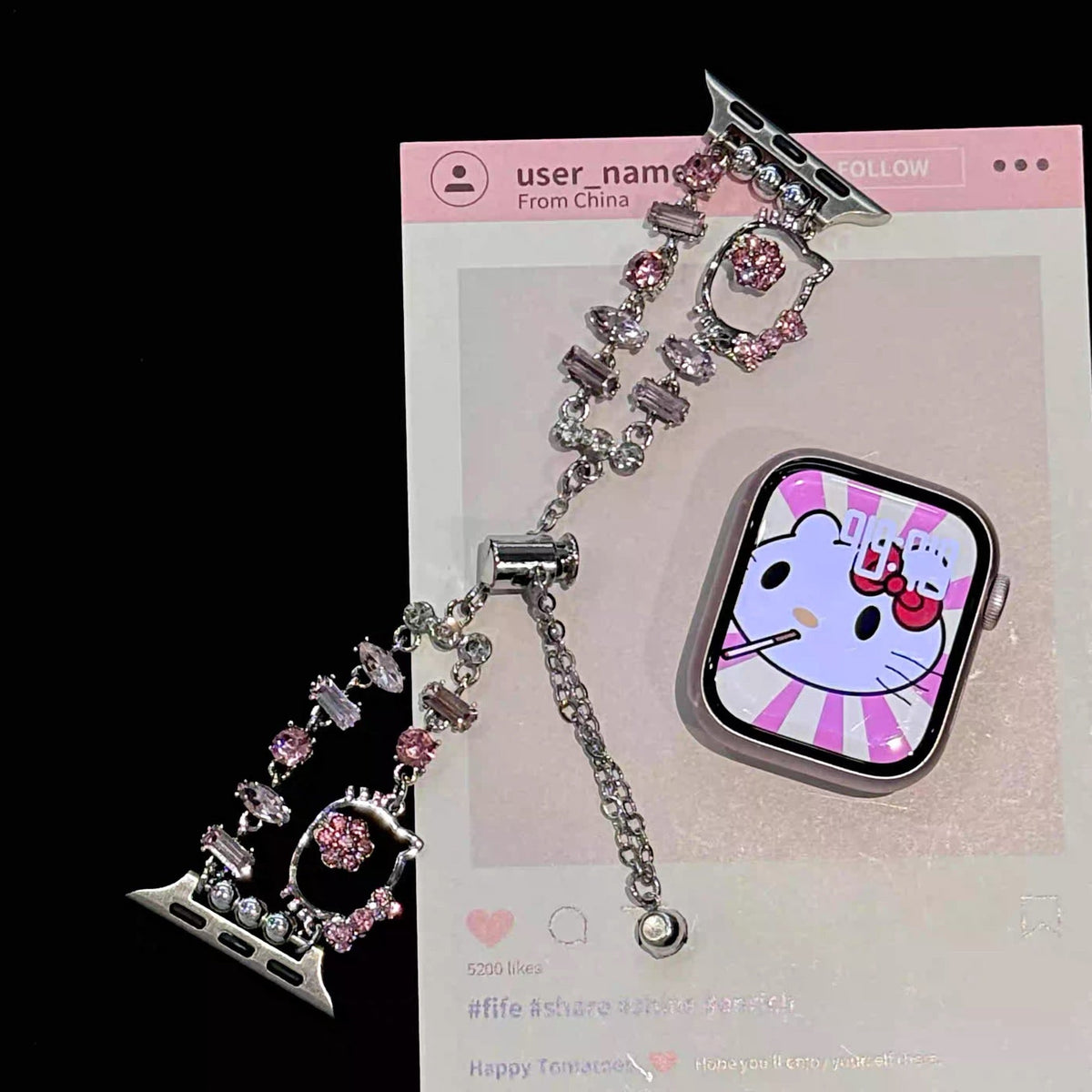 Sparkly  Kitty Apple Watch band