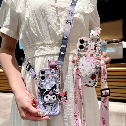 Compatible with Samsung  Kitty & Kuromi Mirror Bracelet Phone Case