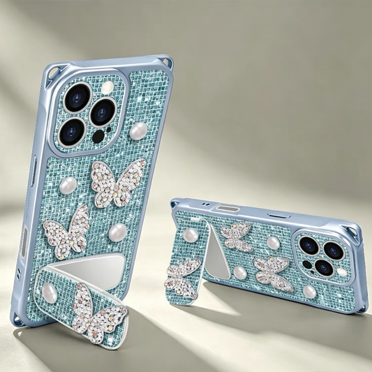 Sparkling Butterfly Portable Mirror Phone Case