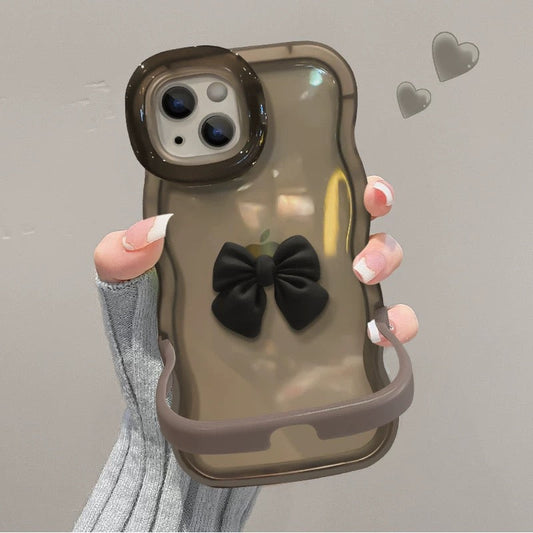 Bow-shaped invisible double stand phone case