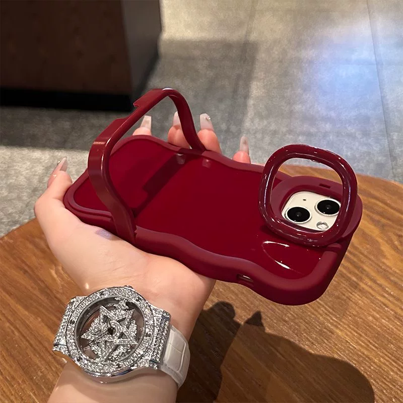 Burgundy Kitty Stand Phone Case